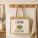 Sac Cabas Jute avec Poche L’Occitanie c’est la vie