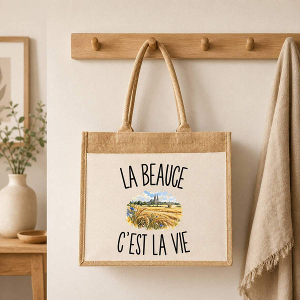 Sac Cabas Jute avec Poche La Beauce c’est la vie