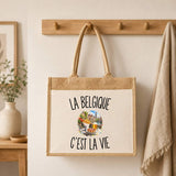 Sac Cabas Jute avec Poche La Belgique c’est la vie