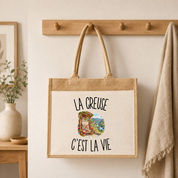 Sac Cabas Jute avec Poche La Creuse c’est la vie