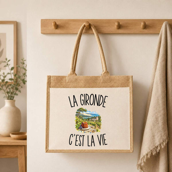 Sac Cabas Jute avec Poche La Gironde c’est la vie