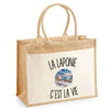 Sac Cabas Jute avec Poche La Laponie c’est la vie