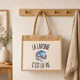Sac Cabas Jute avec Poche La Laponie c’est la vie