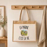 Sac Cabas Jute avec Poche La Marne c’est la vie