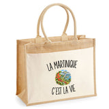 Sac Cabas Jute avec Poche La Martinique c’est la vie