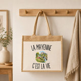 Sac Cabas Jute avec Poche La Mayenne c’est la vie