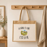 Sac Cabas Jute avec Poche La Saône-et-Loire c’est la vie