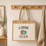 Sac Cabas Jute avec Poche La Sardaigne c’est la vie