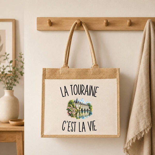 Sac Cabas Jute avec Poche La Touraine c’est la vie