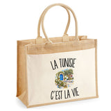 Sac Cabas Jute avec Poche La Tunisie c’est la vie