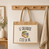 Sac Cabas Jute avec Poche Le Calvados c’est la vie