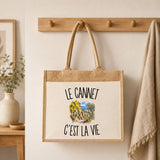 Sac Cabas Jute avec Poche Le Cannet c’est la vie