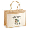 Sac Cabas Jute avec Poche Le Cap Ferret c’est la vie