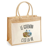 Sac Cabas Jute avec Poche Le Cotentin c’est la vie