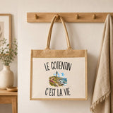 Sac Cabas Jute avec Poche Le Cotentin c’est la vie