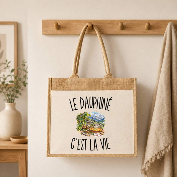 Sac Cabas Jute avec Poche Le Dauphiné c’est la vie