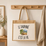 Sac Cabas Jute avec Poche Le Dauphiné c’est la vie