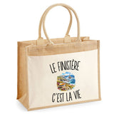 Sac Cabas Jute avec Poche Le Finistère c’est la vie