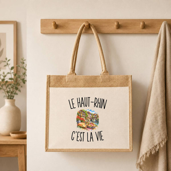 Sac Cabas Jute avec Poche Le Haut-Rhin c’est la vie