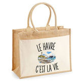 Sac Cabas Jute avec Poche Le Havre c’est la vie