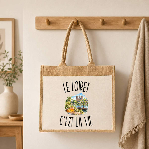 Sac Cabas Jute avec Poche Le Loiret c’est la vie