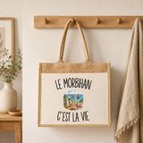 Sac Cabas Jute avec Poche Le Morbihan c’est la vie