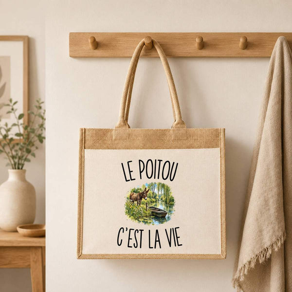 Sac Cabas Jute avec Poche Le Poitou c’est la vie