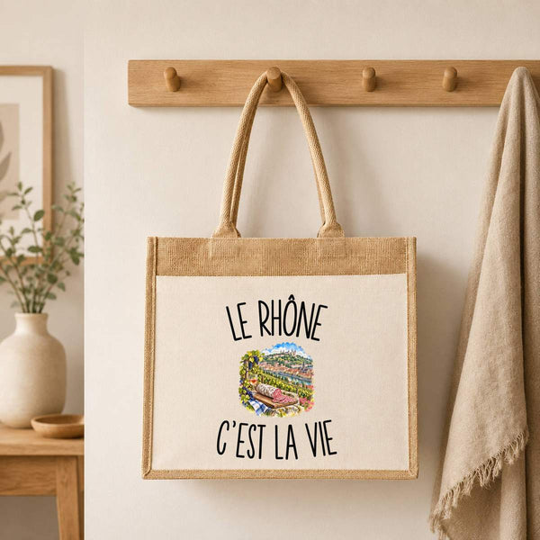 Sac Cabas Jute avec Poche Le Rhône c’est la vie