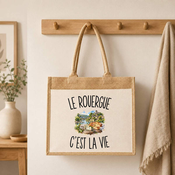 Sac Cabas Jute avec Poche Le Rouergue c’est la vie