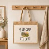 Sac Cabas Jute avec Poche Le Sud-Ouest c’est la vie