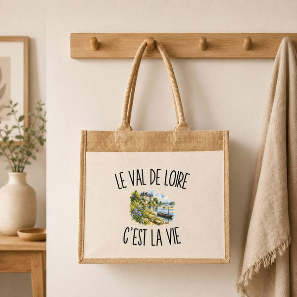 Sac Cabas Jute avec Poche Le Val de Loire c’est la vie