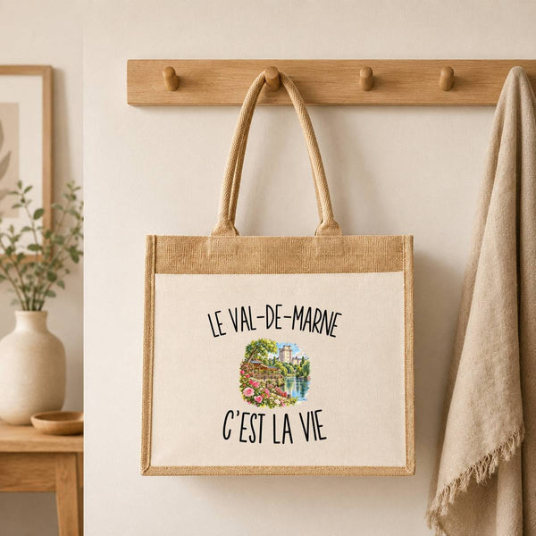 Sac Cabas Jute avec Poche Le Val-de-Marne c’est la vie