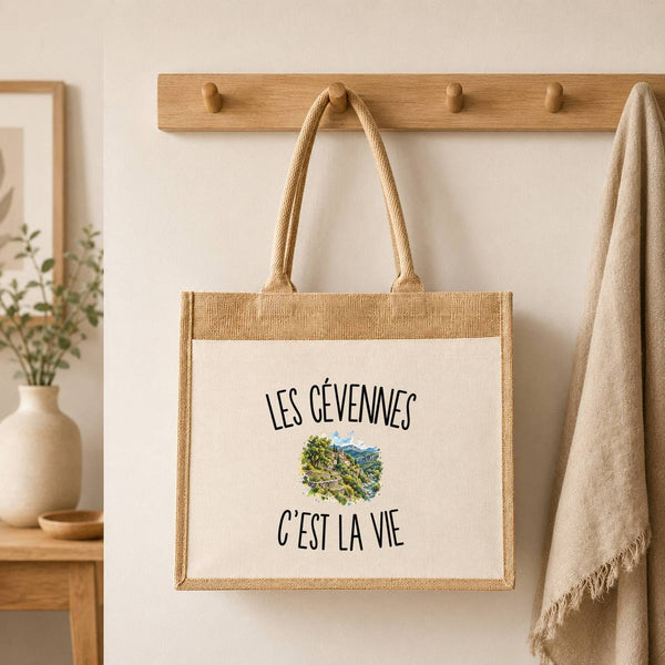 Sac Cabas Jute avec Poche Les Cévennes c’est la vie