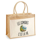 Sac Cabas Jute avec Poche Les Comores c’est la vie