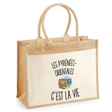 Sac Cabas Jute avec Poche Les Pyrénées-Orientales c’est la vie