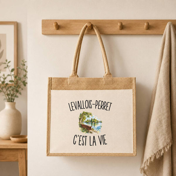 Sac Cabas Jute avec Poche Levallois-Perret c’est la vie