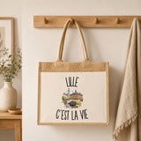 Sac Cabas Jute avec Poche Lille c’est la vie