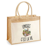 Sac Cabas Jute avec Poche Limoges c’est la vie