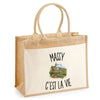 Sac Cabas Jute avec Poche Massy c’est la vie