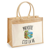 Sac Cabas Jute avec Poche Mayotte c’est la vie