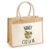 Sac Cabas Jute avec Poche Nancy c’est la vie