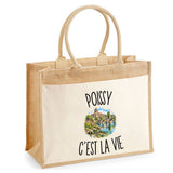 Sac Cabas Jute avec Poche Poissy c’est la vie