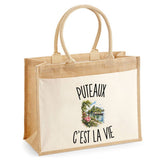 Sac Cabas Jute avec Poche Puteaux c’est la vie