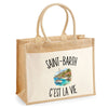 Sac Cabas Jute avec Poche Saint-Barth c’est la vie