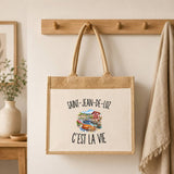 Sac Cabas Jute avec Poche Saint-Jean-de-Luz c’est la vie