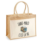 Sac Cabas Jute avec Poche Saint-Malo c’est la vie