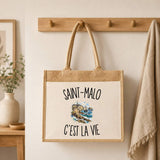 Sac Cabas Jute avec Poche Saint-Malo c’est la vie