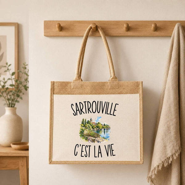 Sac Cabas Jute avec Poche Sartrouville c’est la vie