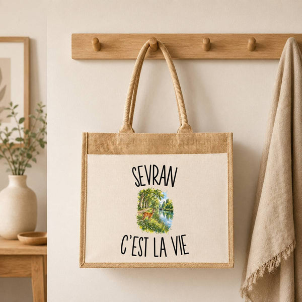 Sac Cabas Jute avec Poche Sevran c’est la vie