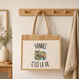 Sac Cabas Jute avec Poche Vannes c’est la vie